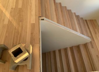 past installation of timber flooring around staircase